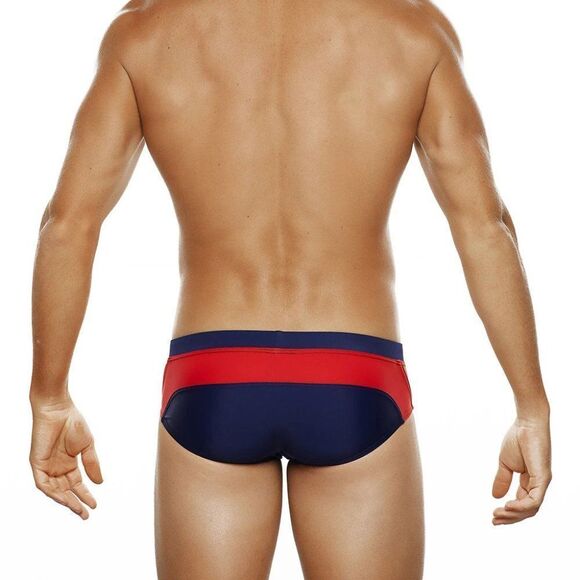 Men's Racing Stripes Speedo Beach Bikini Swimwear Dark blue and Red Size M - Picture 3 of 3